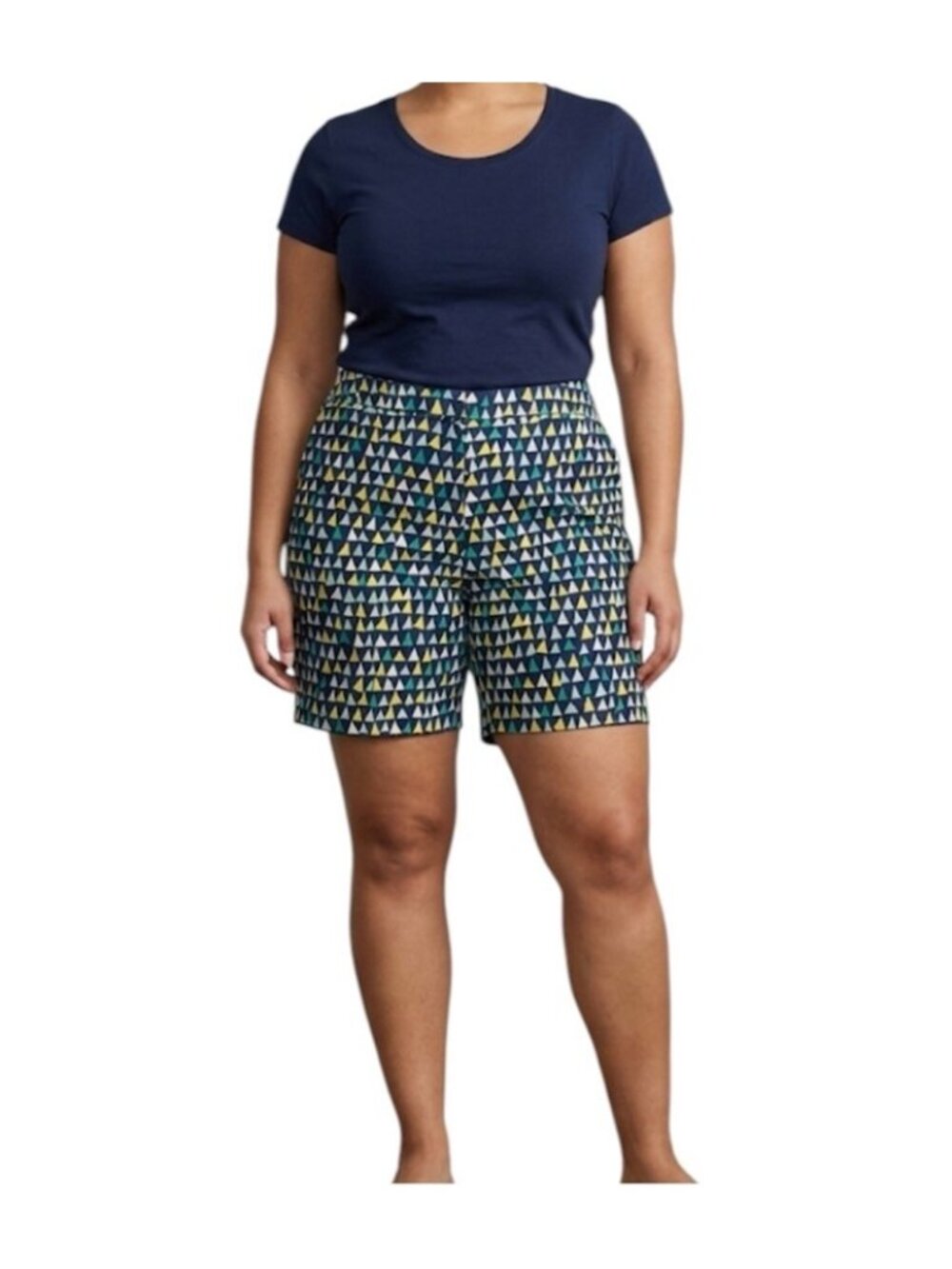 Talbots Navy Blue Geometric Preppy Golf Elastic Waist Perfect Short Size 22W
